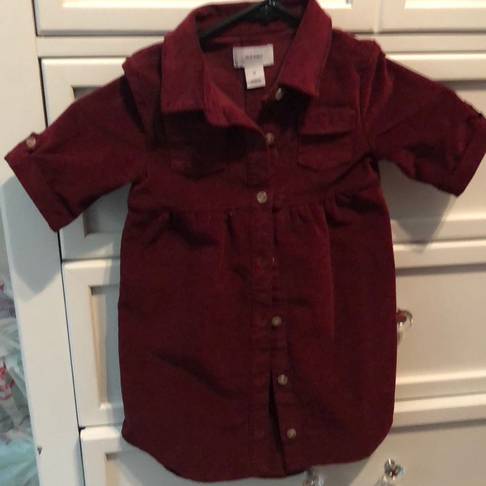 Button up corduroy material maroon dress